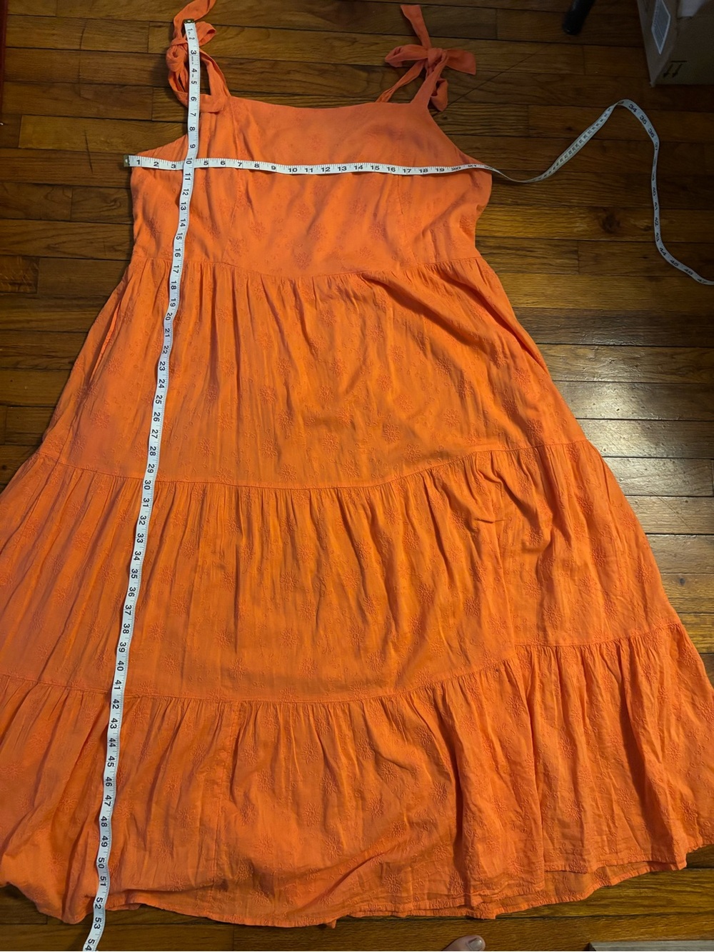 Old Navy Orange Smocked Maxi Dress with Embroidery